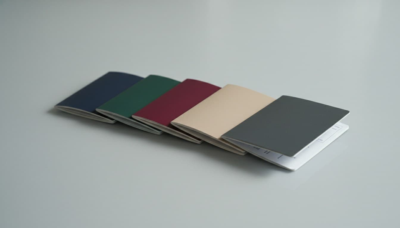 Five passport booklets representing Paraguay, Panama, Uruguay, Portugal, and UAE residency options compared for 2026
